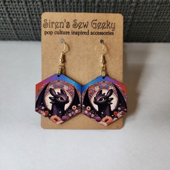 Toothless How to Train Your Dragon Earrings - Picture 2 of 3